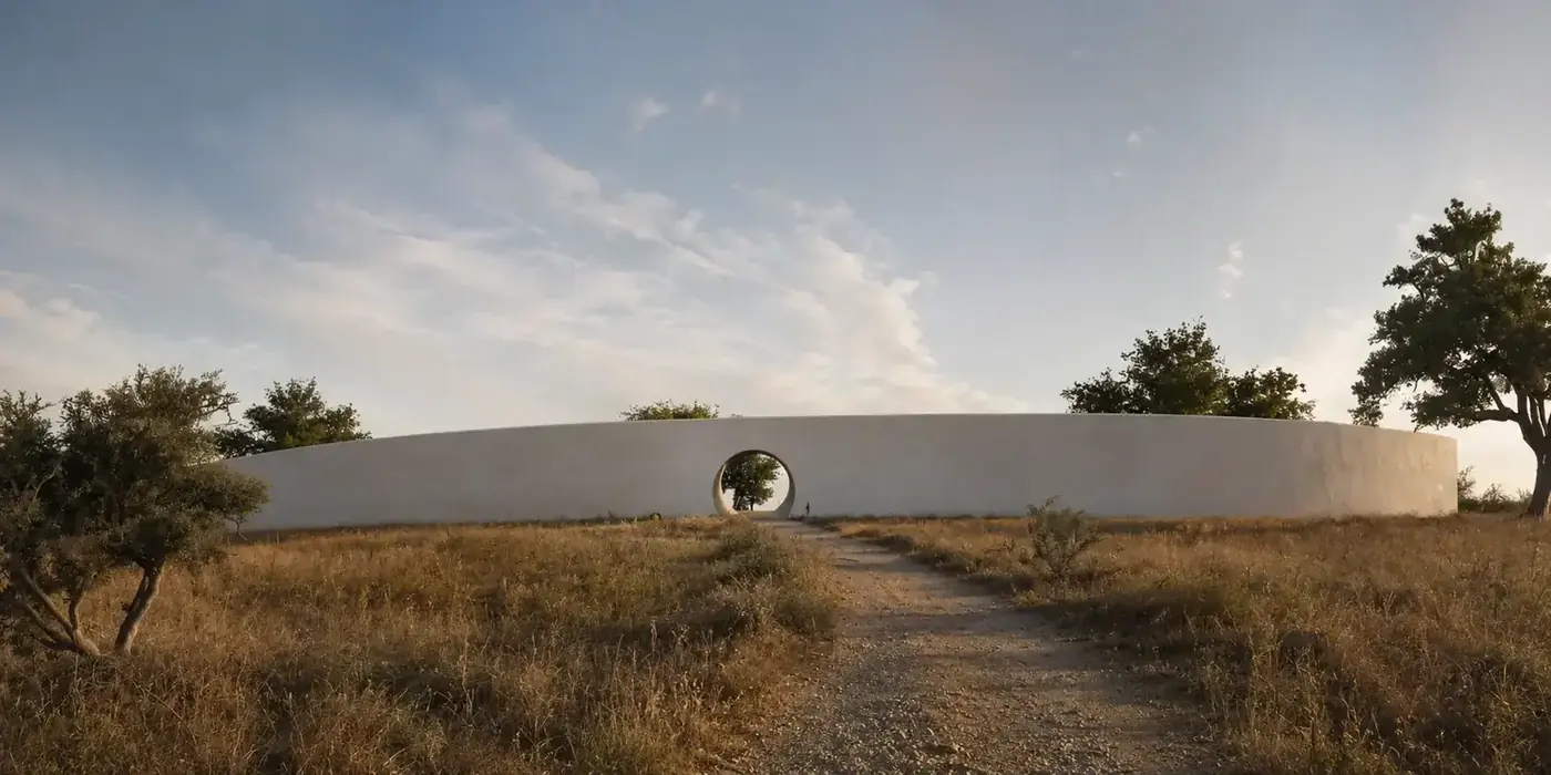 Besucherzentrum Almendres in der portugiesischen Landschaft