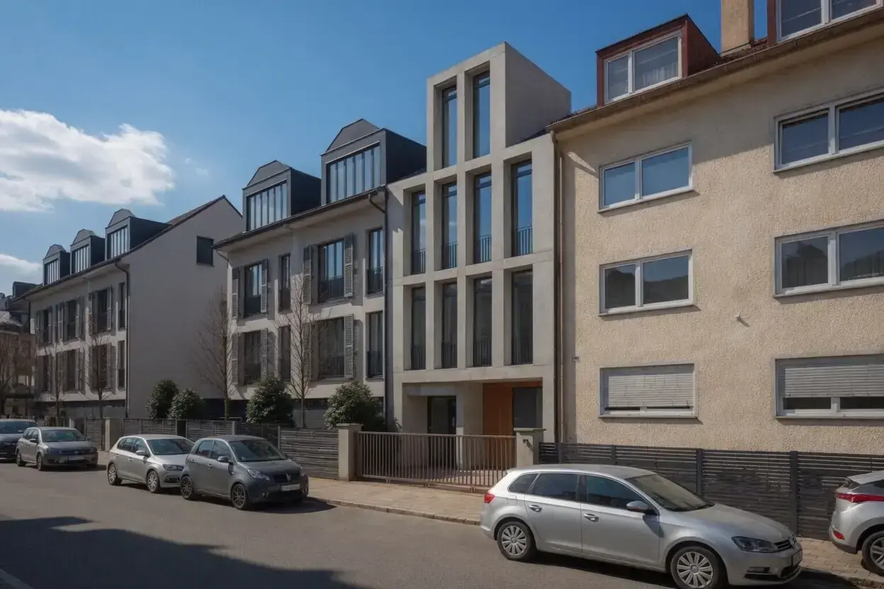 Seitliche Straßenansicht des Townhauses Romanstraße