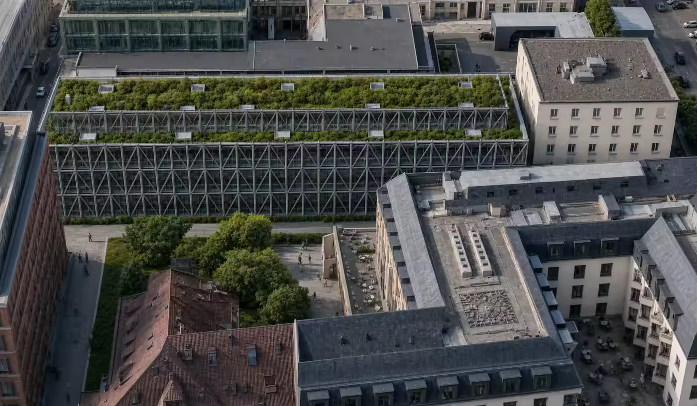 Luftbild des städtischen Kontexts an der Steinerstraße