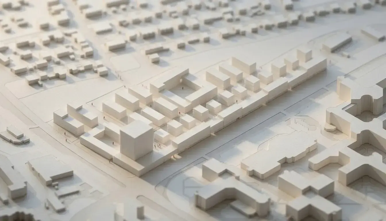 Städtebauliches Modell des Wohnquartiers Neuperlach am Otto-Hahn-Ring